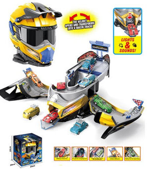 Паркинг Каска със Светлина и Звук с 2 Метални Колички и Изстрелвачка 28×25×20 см